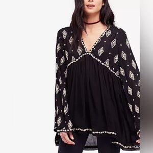 Free People Black Babydoll Diamond Tunic Size Large
